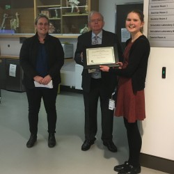 2020 - Dr Michelle Guppy and Dr Robert French presenting the prize to Dr Erin Bourke